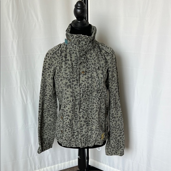 Obey Military Style Leopard Print Jacket - Picture 1 of 10